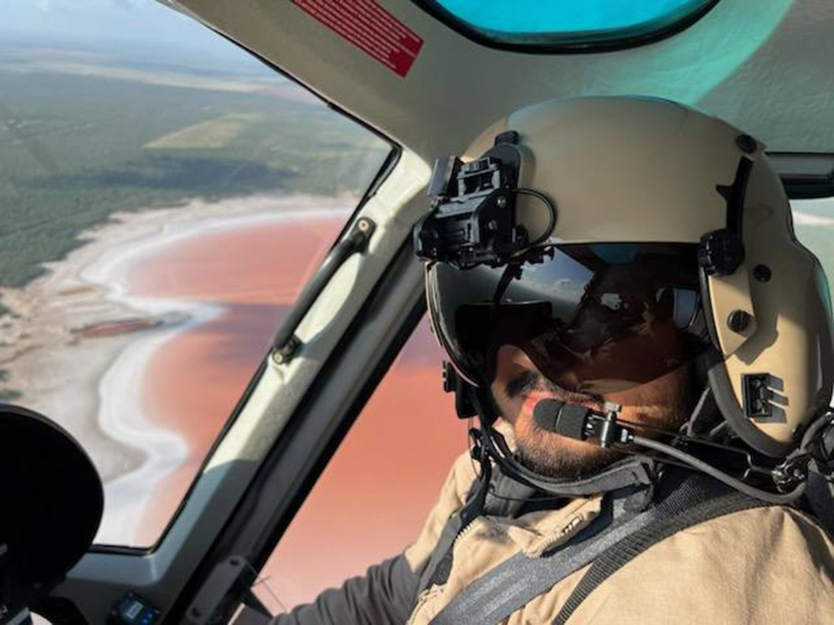 pilot in heavy-lifting helicopter