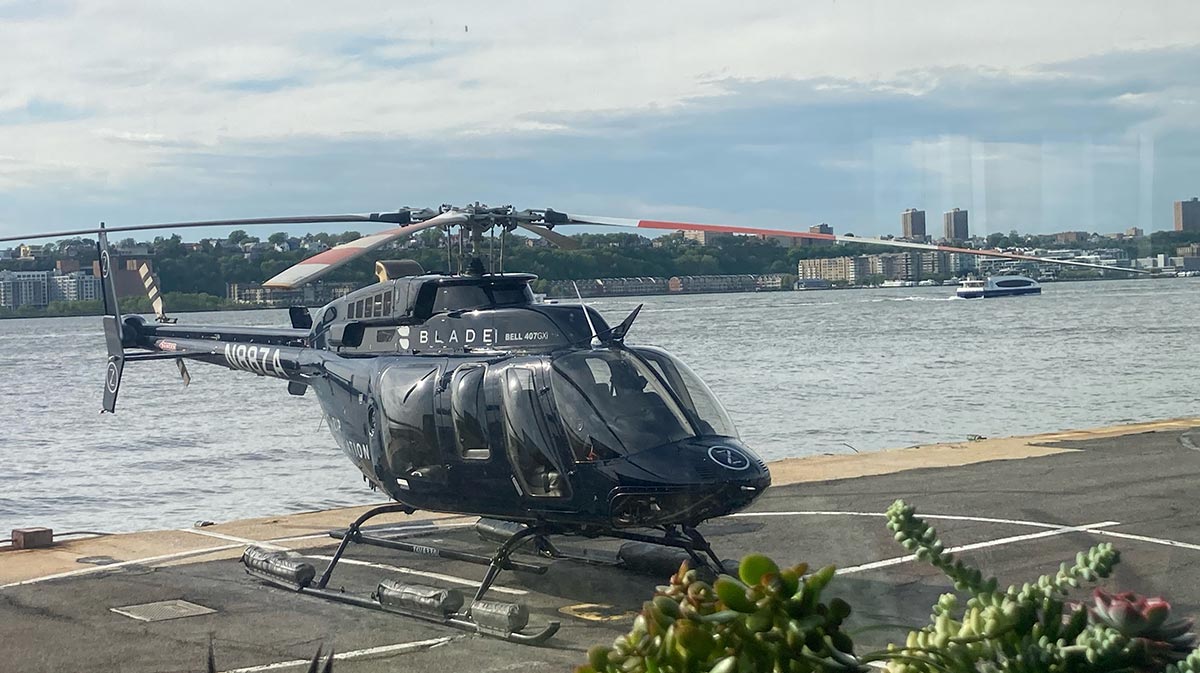 helicopter near the water for a blog about the airline pilot shortage